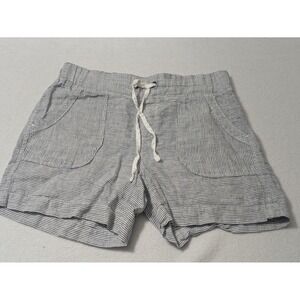 Athleta Women's Seersucker 4 Casual Shorts 100% Linen Blue White Stripe Costal